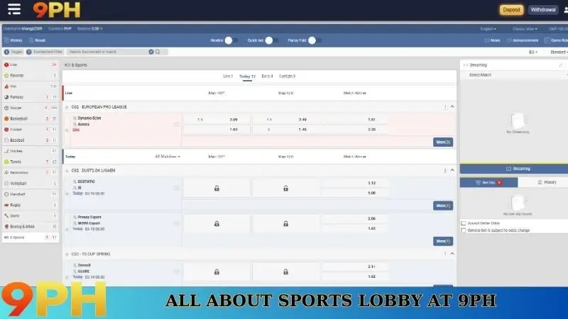 Sports Betting at 9PH - Enjoy The World Of Sports At Home 4 All about Sports lobby at 9PH