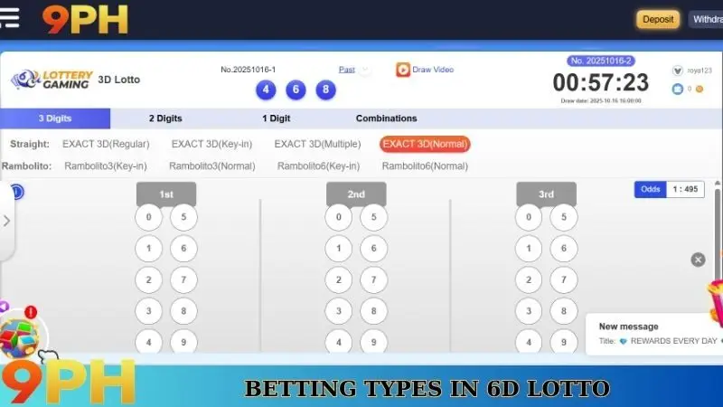 6D Lotto - Journey to conquer modern lottery on 9PH 6 Betting Types in 6D Lotto