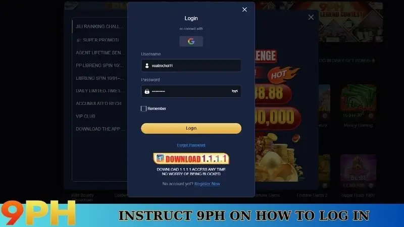 Instruct 9PH - Update useful information before starting 6 Instruct 9PH on how to log in