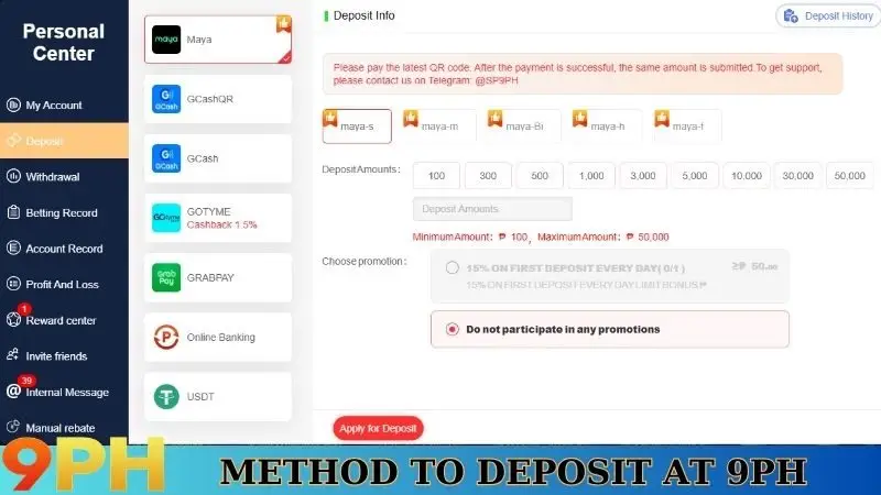 9PH Deposit Methods - A Comprehensive Guide For Gamers 4 Method to deposit at 9PH