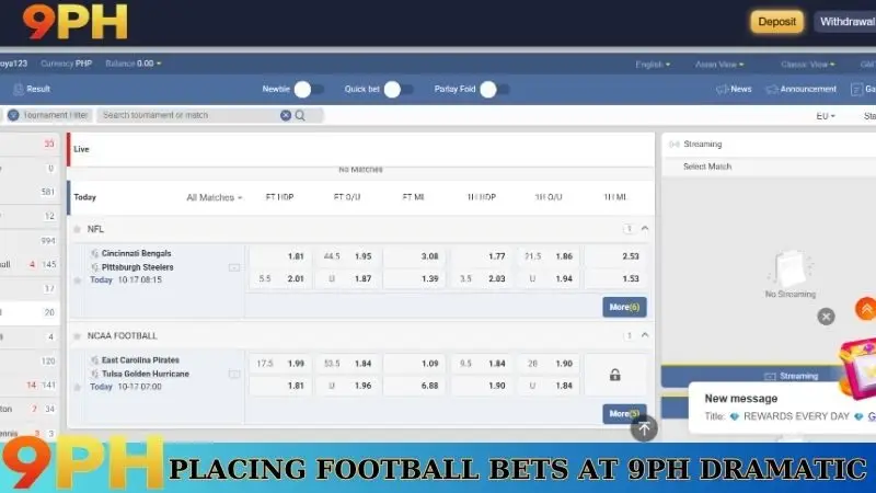 Placing football bets at 9PH- Prestigious sports betting playground 6 Placing football bets at 9PH dramatic