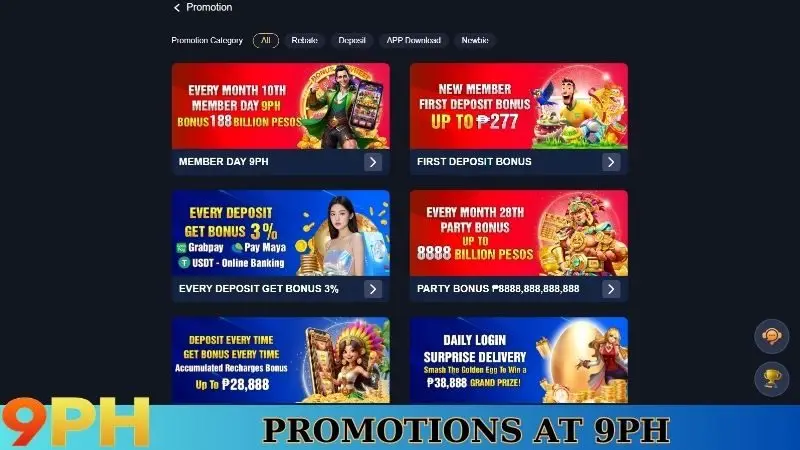 9PH Promotions - Top Attractive Bonuses For Gamers 2025! 4 Promotions at 9PH