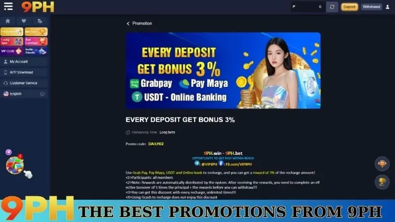 9PH Promotions - Top Attractive Bonuses For Gamers 2025! 5 The best promotions from 9PH