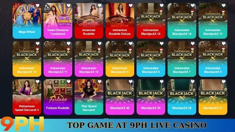 Live Casino At 9PH - A Premium Gambling Experience 6 Top game at 9PH Live casino